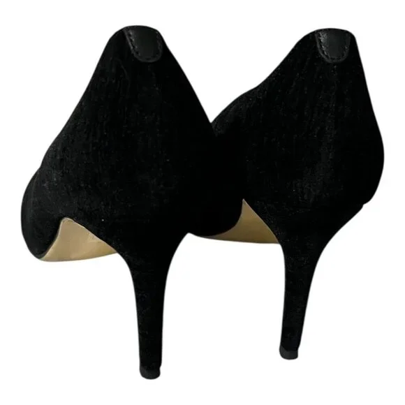 Melyann Throw Black Velvet Pumps Women's 8 Heels Point Toe - Picture 4 of 7